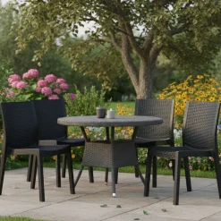 Set di 4 sedie da terrazza impilabili antracite - Bogor