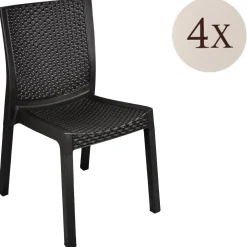 Set di 4 sedie da terrazza impilabili antracite - Bogor