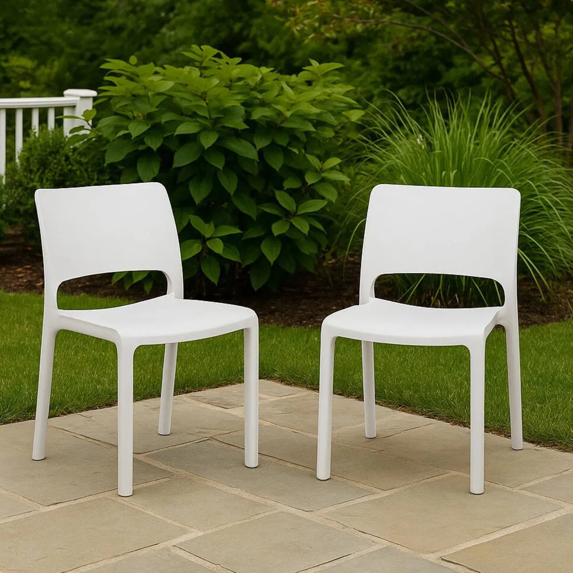 Set di 2 sedie da terrazzo impilabili bianco - Cereseto