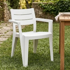 Set di 6 sedie da terrazzo impilabili bianco - Courtenay