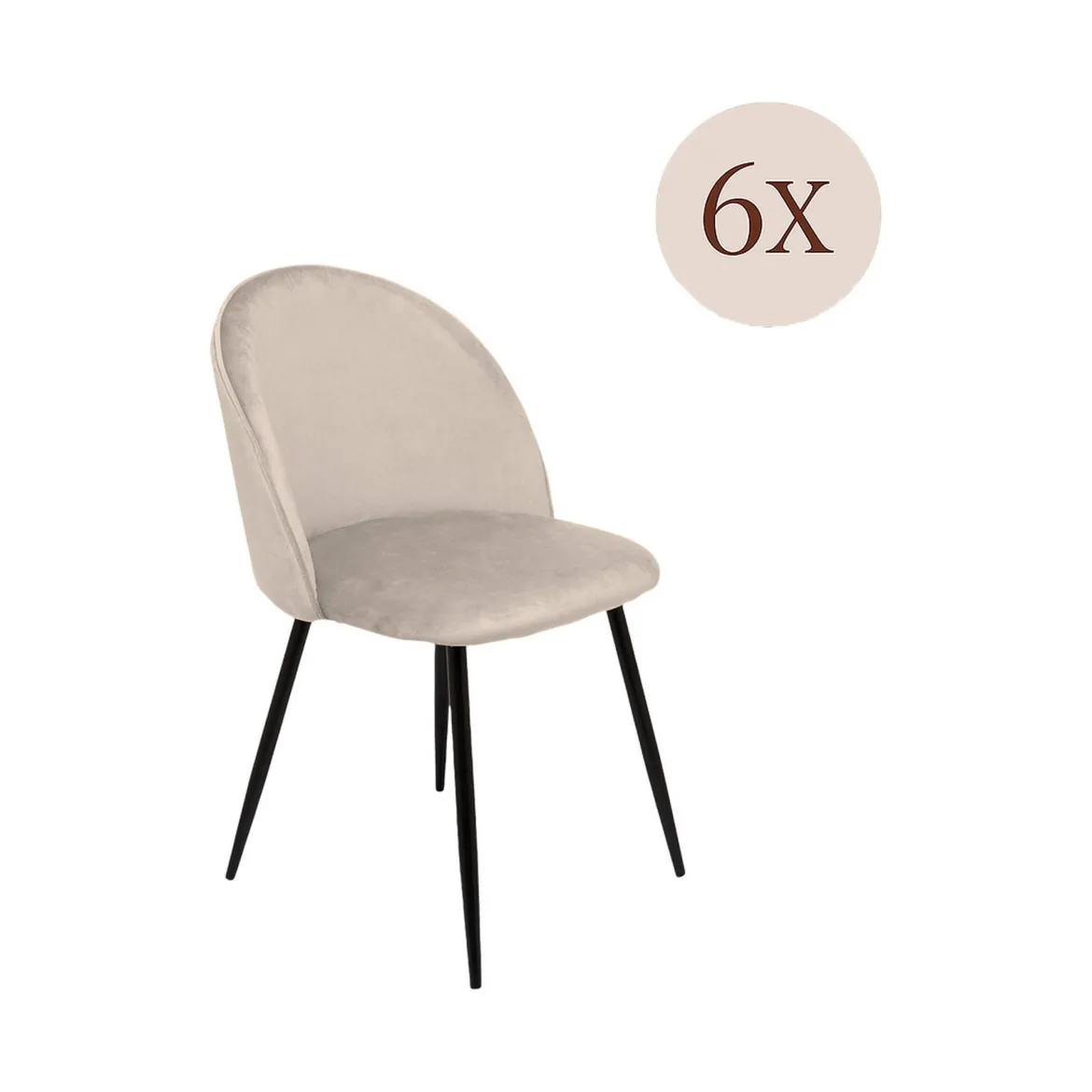 Set di 6 sedie eleganti imbottite in velluto grigio chiaro - Achito