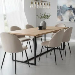 Set di 6 sedie eleganti imbottite in velluto grigio chiaro - Achito