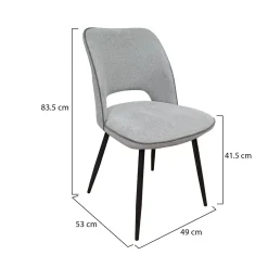 Set di Sedie Grigio Chiaro Nero 4 Sedie Imbottito, Sfumatura Colore Struttura Chiaro - Staffolo