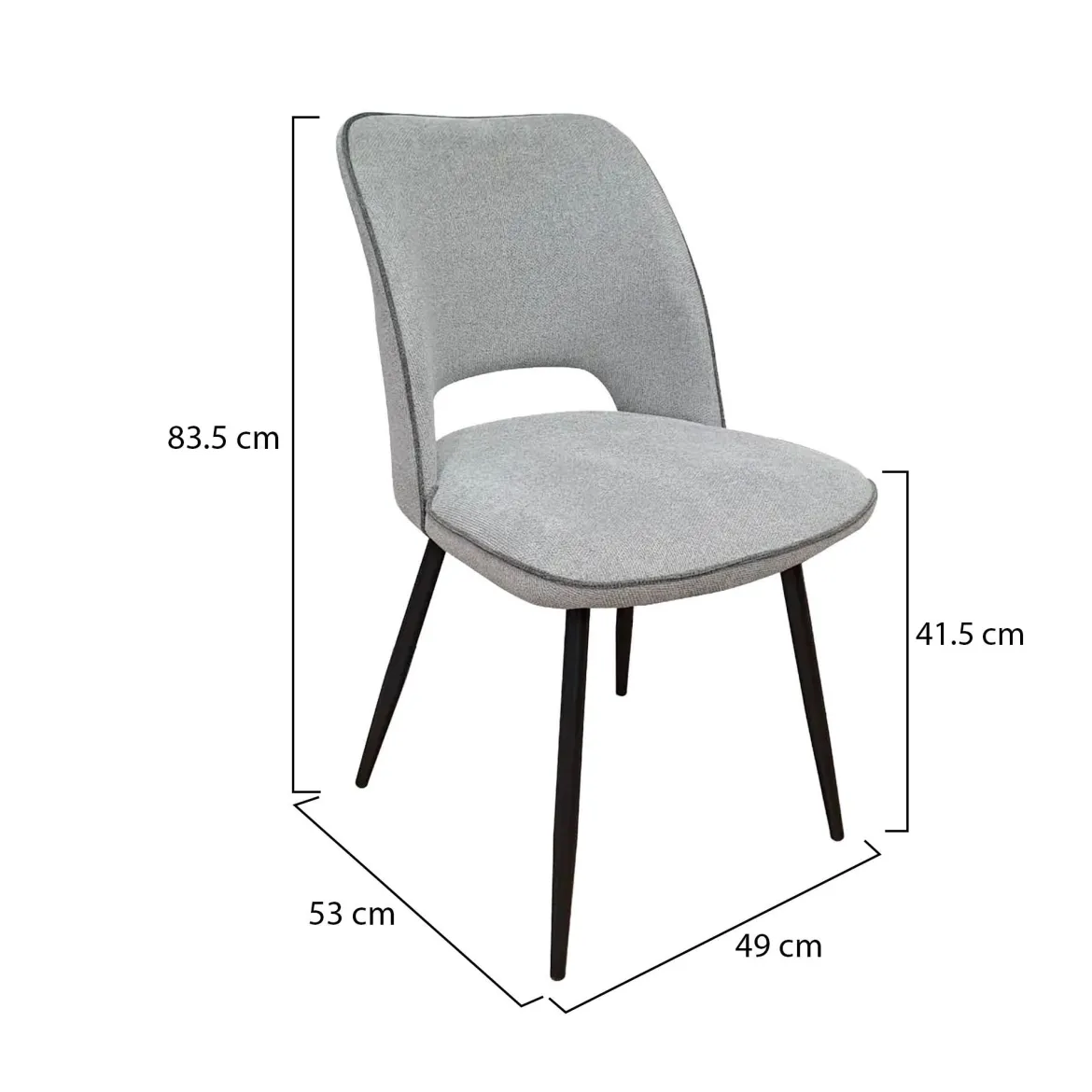 Set di Sedie Grigio Chiaro Nero 4 Sedie Imbottito, Sfumatura Colore Struttura Chiaro - Staffolo