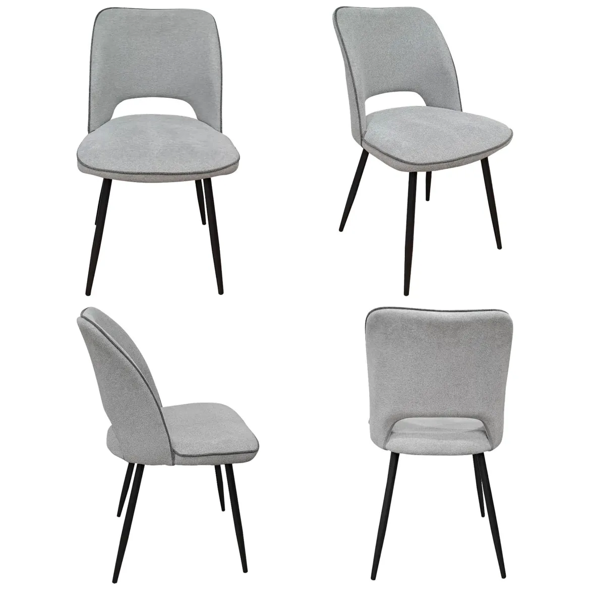 Set di Sedie Grigio Chiaro Nero 4 Sedie Imbottito, Sfumatura Colore Struttura Chiaro - Staffolo