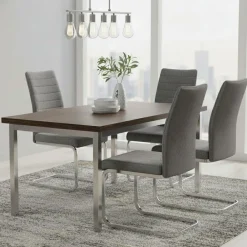 Set di Sedie Grigio Grigio 4 Sedie Imbottito, Materiale Struttura in Tessuto - Quintano
