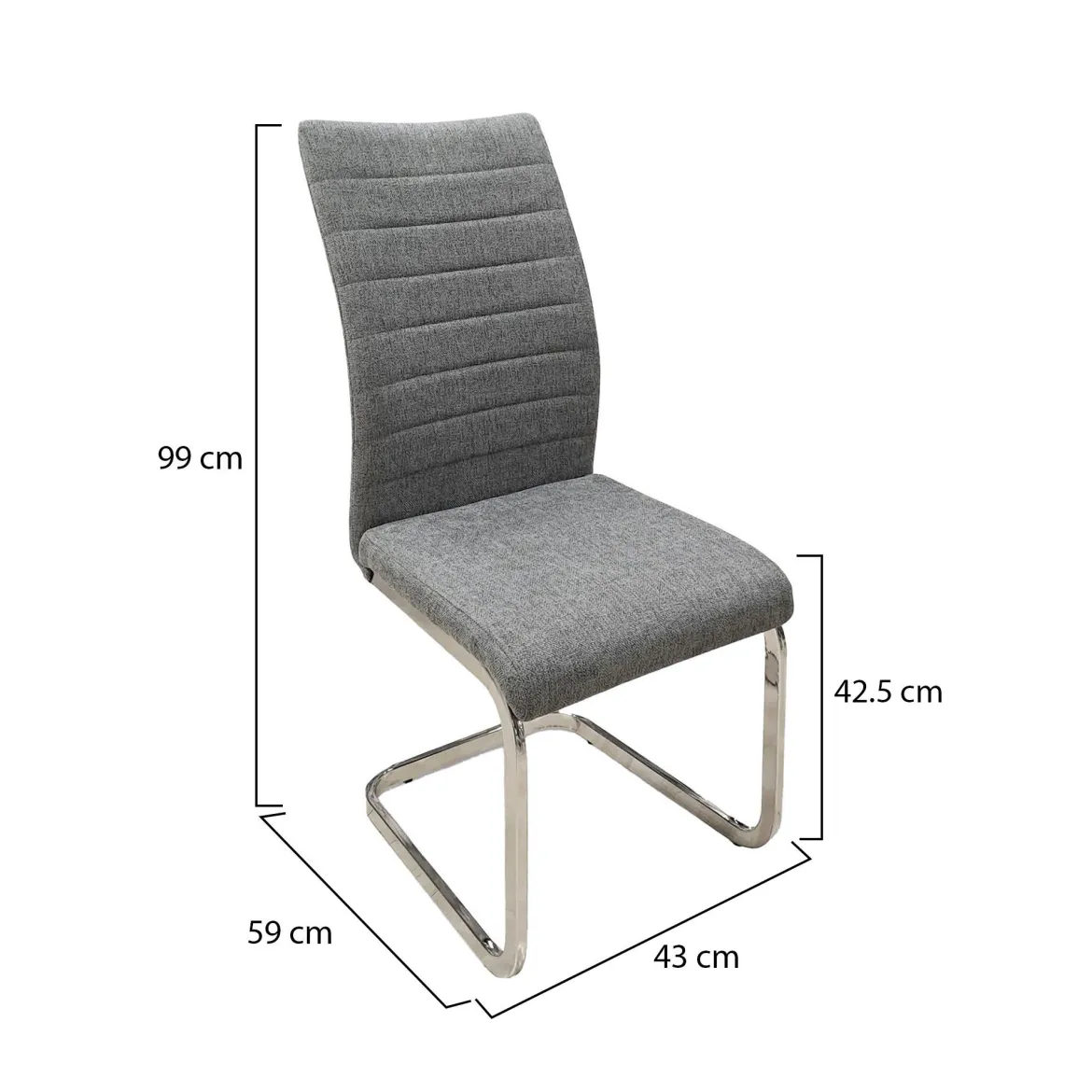 Set di Sedie Grigio Grigio 4 Sedie Imbottito, Materiale Struttura in Tessuto - Quintano