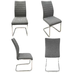 Set di Sedie Grigio Grigio 4 Sedie Imbottito, Materiale Struttura in Tessuto - Quintano