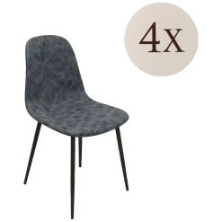 Set di Sedie Grigio Scuro Nero 4 Sedie Effetto Invecchiato, Imbottito - Ispani