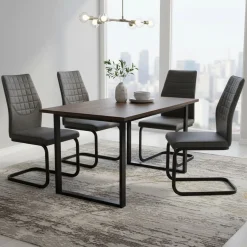 Set di Sedie Grigio Scuro Nero 4 Sedie Effetto Velluto, Imbottito - Quintano