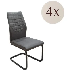 Set di Sedie Grigio Scuro Nero 4 Sedie Effetto Velluto, Imbottito - Quintano