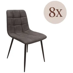 Set di Sedie Grigio Scuro Nero 8 Sedie Effetto Velluto, Imbottito - Osasco