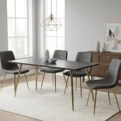 Set di Sedie Grigio Scuro oro 4 Sedie Effetto Velluto, Imbottito - Cabiate