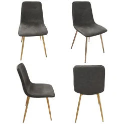 Set di Sedie Grigio Scuro oro 4 Sedie Effetto Velluto, Imbottito - Cabiate