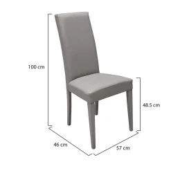 Set di Sedie Grigio 4 Sedie Imbottito, Effetto Laccato - Ferraris