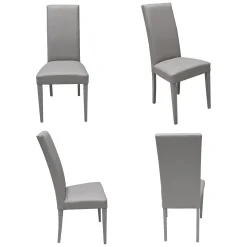 Set di Sedie Grigio 4 Sedie Imbottito, Effetto Laccato - Ferraris