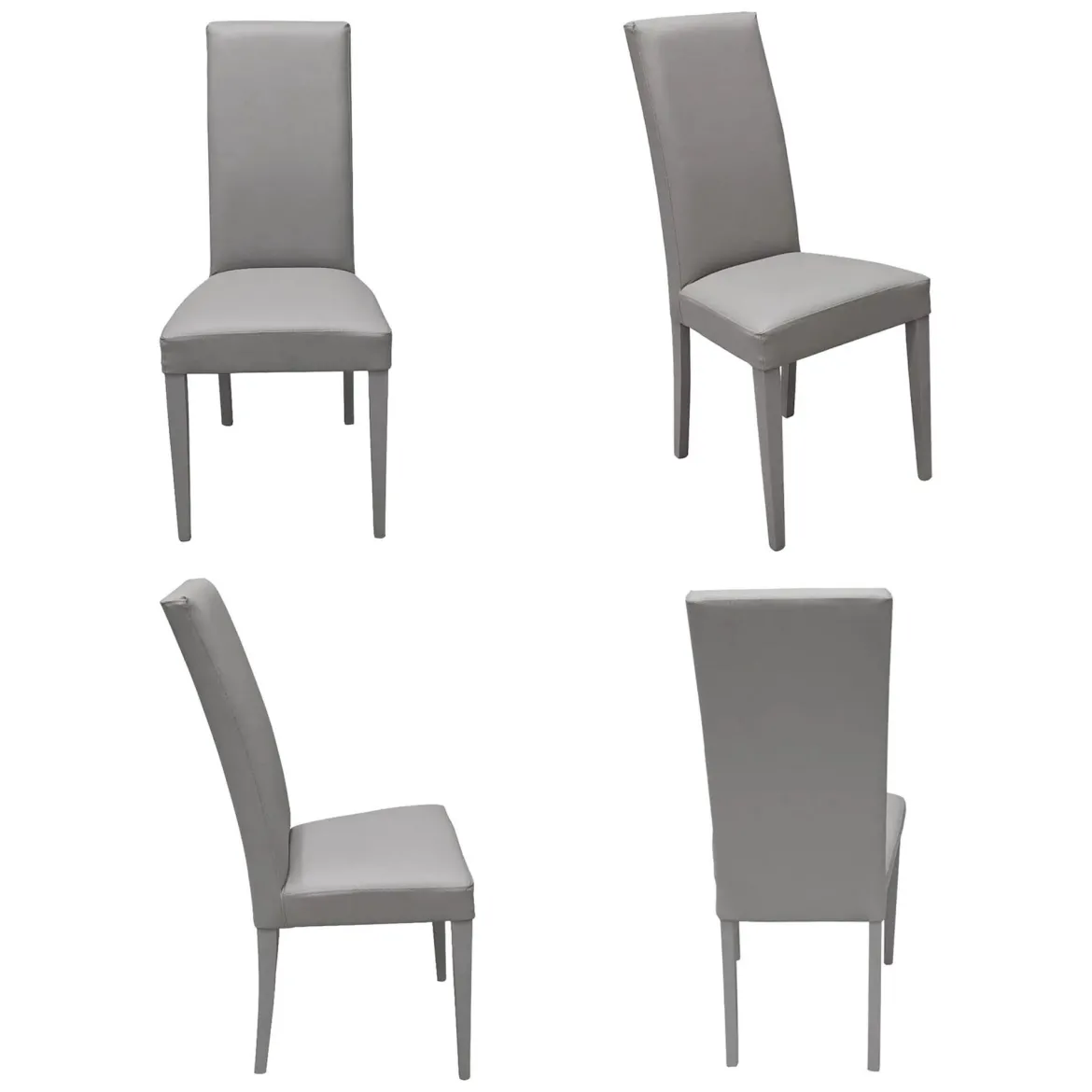 Set di Sedie Grigio 4 Sedie Imbottito, Effetto Laccato - Ferraris