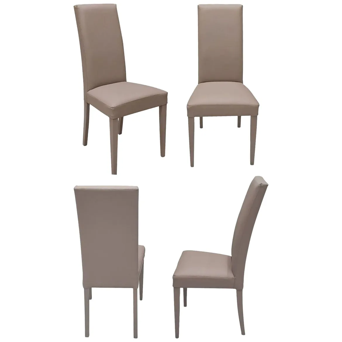 Set di Sedie Grigio Tortora 2 Sedie Imbottito, Effetto Laccato - Ferraris