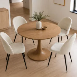 Set di 4 sedie imbottite in velluto panna - Achito