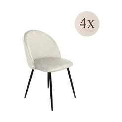Set di 4 sedie imbottite in velluto panna - Achito