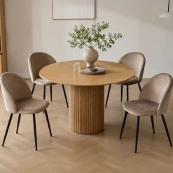 Set di 4 sedie moderne imbottite in velluto tortora - Achito