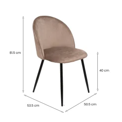 Set di 4 sedie moderne imbottite in velluto tortora - Arter