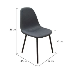 Set di Sedie Nero Antracite Nero 8 Sedie Imbottito, Sfumatura Colore Struttura Antracite - Zambrone