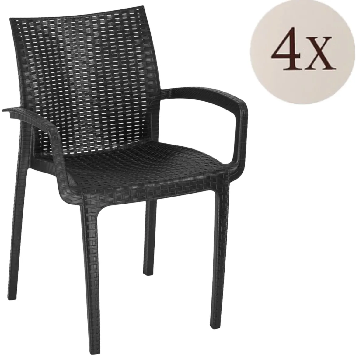 Set di Sedie Nero Antracite 4 Sedie Impilabile, Made in Italy - Buono