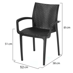 Set di Sedie Nero Antracite 4 Sedie Impilabile, Made in Italy - Buono