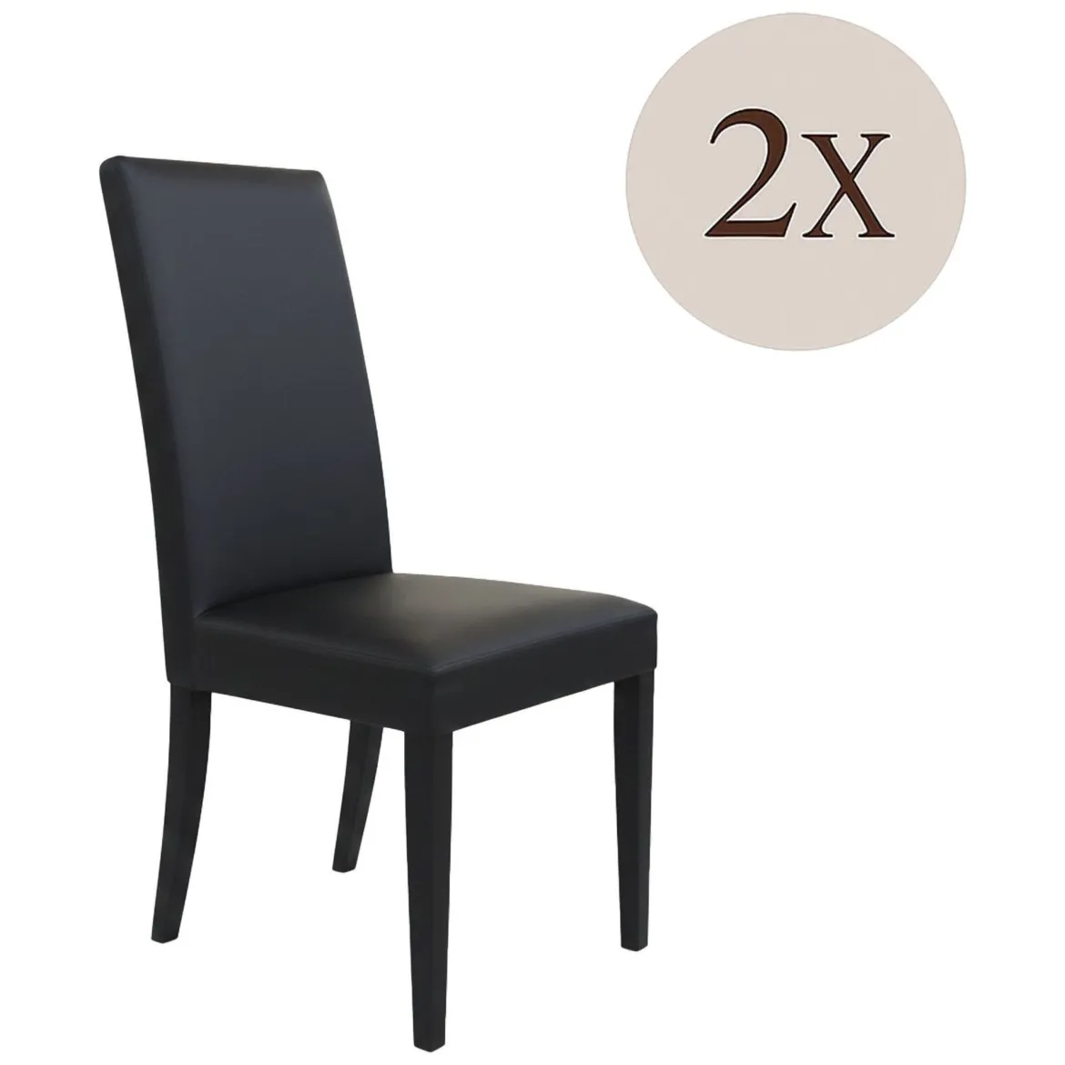 Set di Sedie Nero Nero 2 Sedie Imbottito, Effetto Laccato - Ferraris