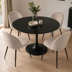 Set di 4 sedie soggiorno imbottite in velluto grigio chiaro - Achito