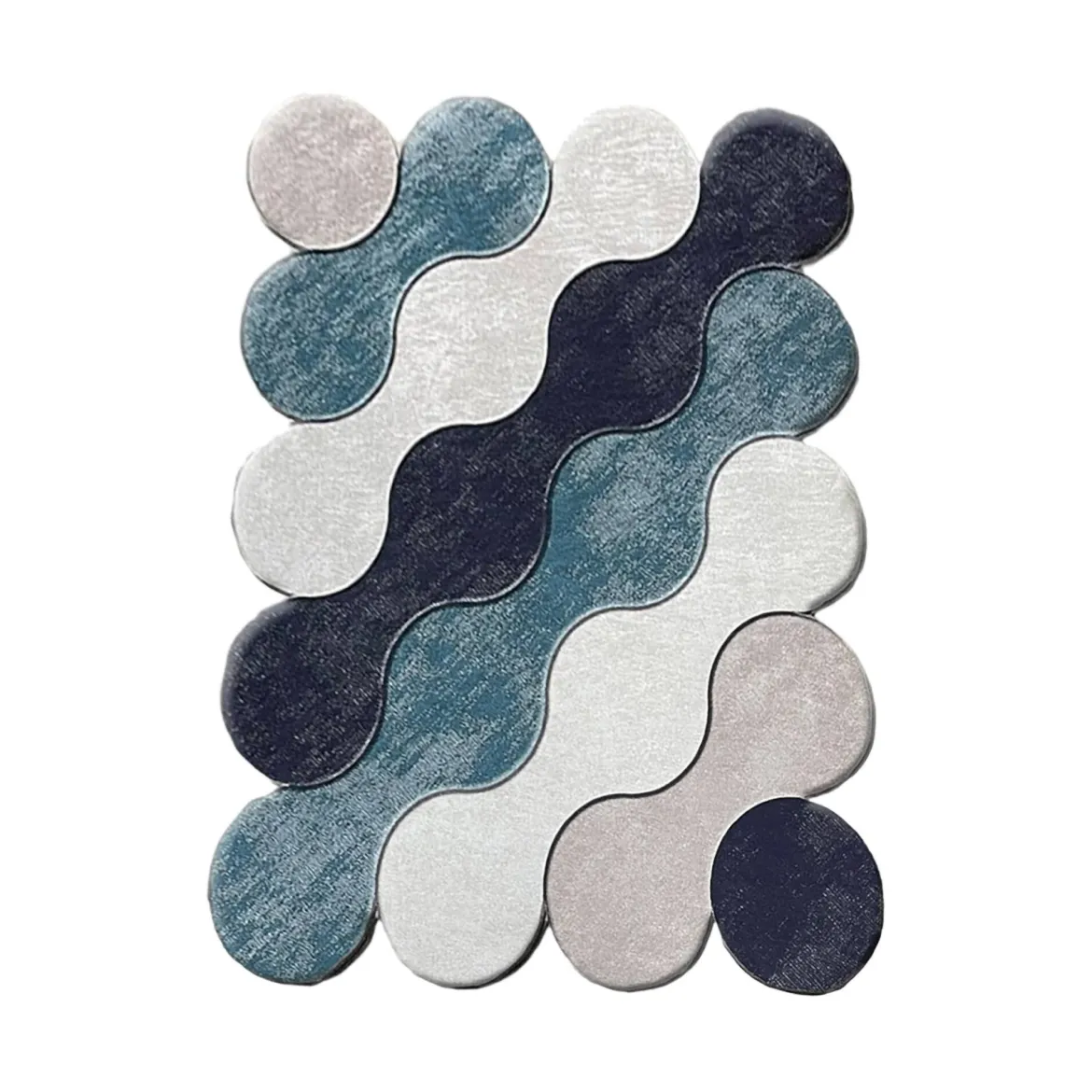 Set di 2 tappeti da bagno Anderson, 100x60 cm, Blu e Bianco