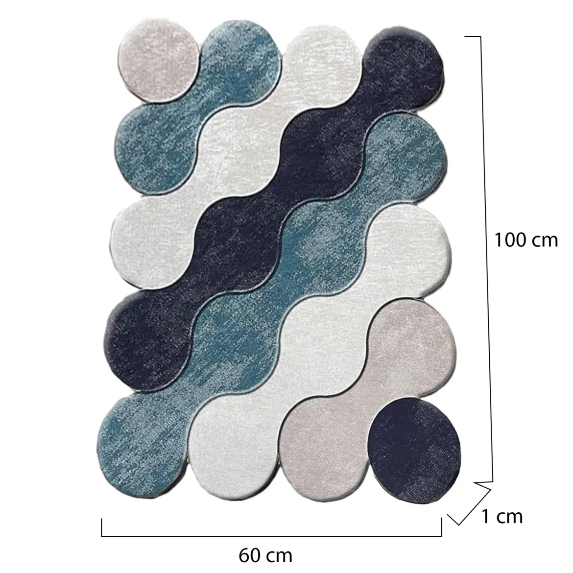 Set di 2 tappeti da bagno Anderson, 100x60 cm, Blu e Bianco