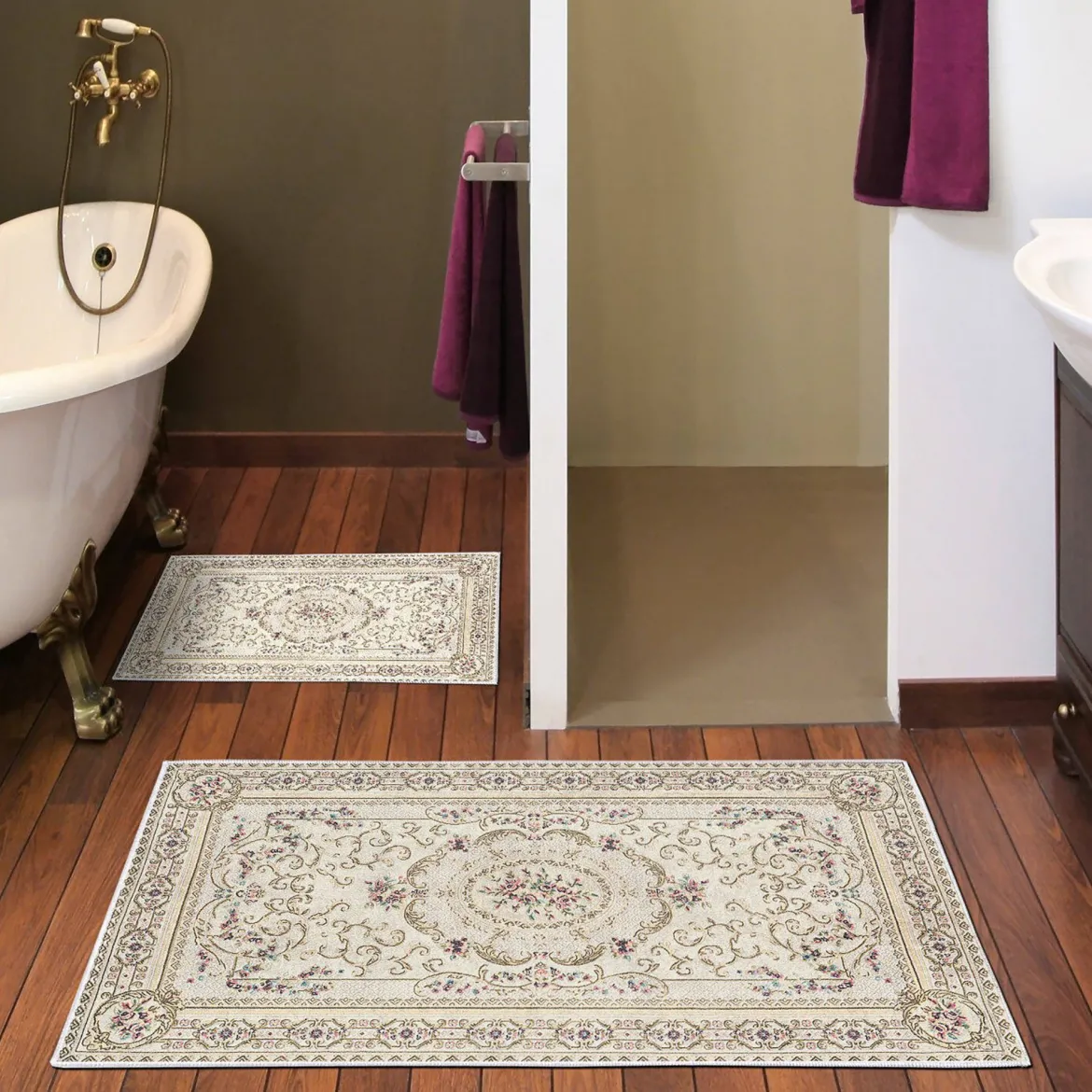 Set di 2 tappeti da bagno Michigan City, 100x60 cm, Eleganza dorata