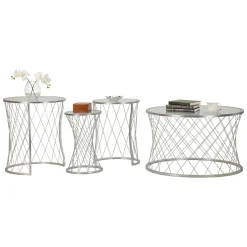 Set di 4 tavolini da salotto Cabiaglio, 70x70 h55 cm, Argento