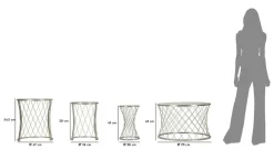Set di 4 tavolini da salotto Cabiaglio, 70x70 h55 cm, Argento