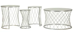 Set di 4 tavolini da salotto Cabiaglio, 70x70 h55 cm, Argento