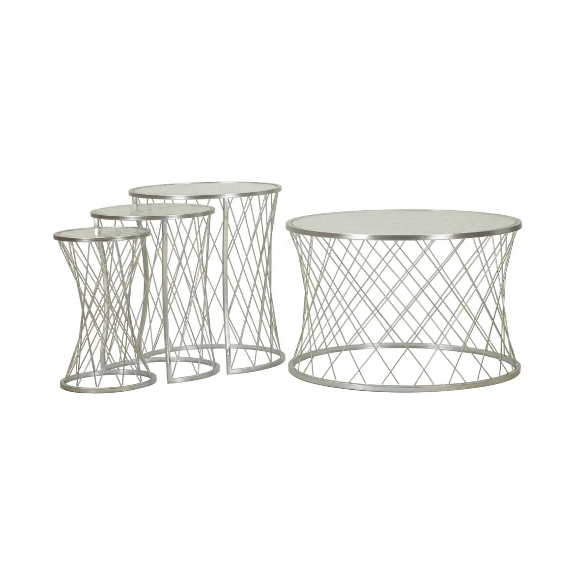 Set di 4 tavolini da salotto Cabiaglio, 70x70 h55 cm, Argento