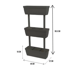 Set di 3 vasi Aldunga, 49x22h16 cm, Antracite