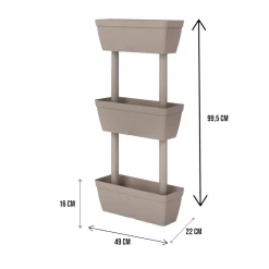 Set di 3 vasi Aldunga, 49x22h16 cm, Tortora