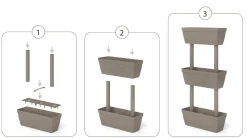 Set di 3 vasi Aldunga, 49x22h16 cm, Tortora