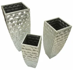 Set di 3 vasi Cavatore, 38x38 h91 cm, Argento