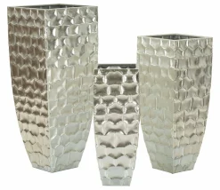 Set di 3 vasi Cavatore, 38x38 h91 cm, Argento