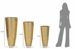 Set di 3 vasi Manara, 48x48 h110 cm, Oro