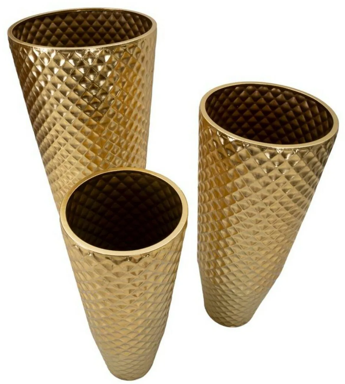 Set di 3 vasi Manara, 48x48 h110 cm, Oro