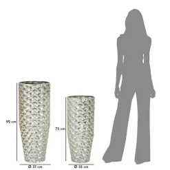 Set di 2 vasi Premezzo, 37x37 h92 cm, Argento