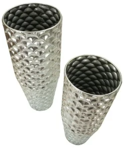 Set di 2 vasi Premezzo, 37x37 h92 cm, Argento