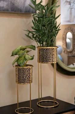 Set di 2 vasi Robert, Oro, 17x17 h46 cm