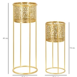 Set di 2 vasi Robert, Oro, 17x17 h46 cm