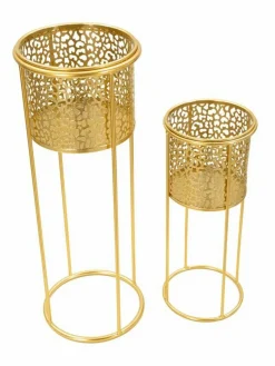 Set di 2 vasi Robert, Oro, 17x17 h46 cm